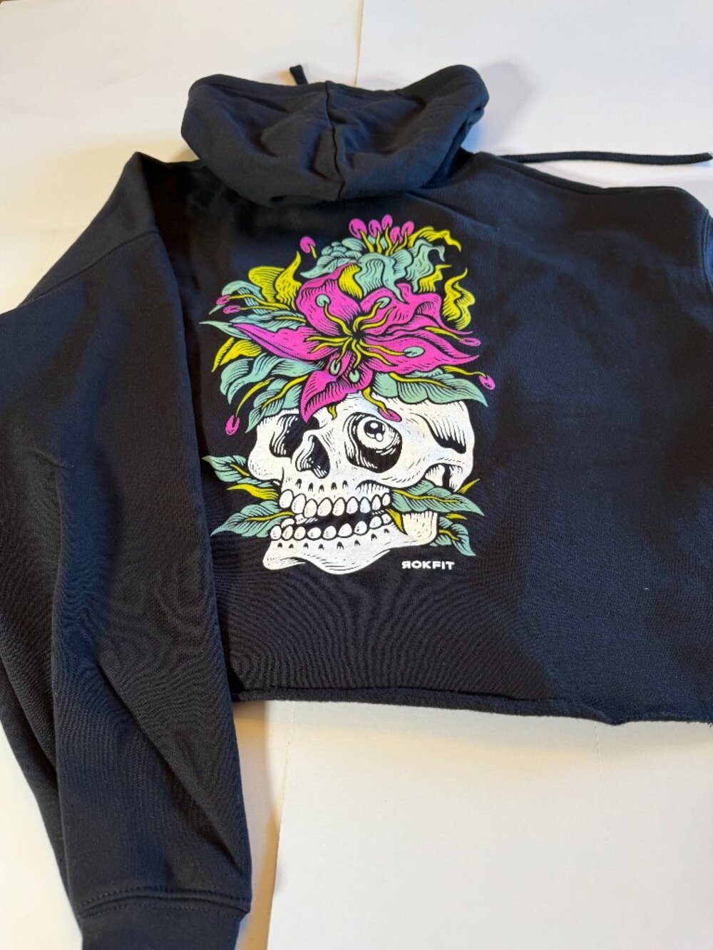 Rokfit Black Cropped Long Sleeved Hoodie Womens XL
